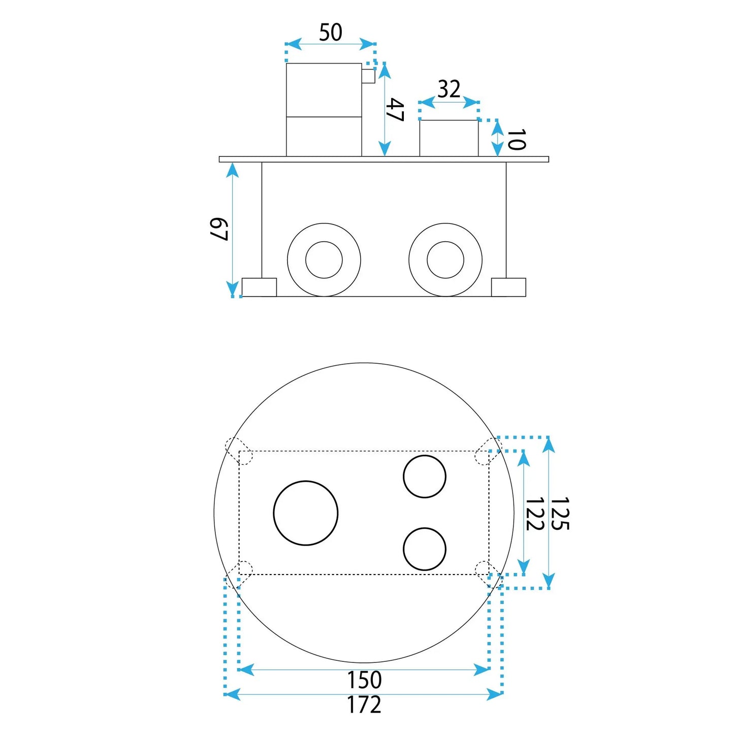 Unterputz Dusche Lungo Diamond Kupfer (mit Thermostat)