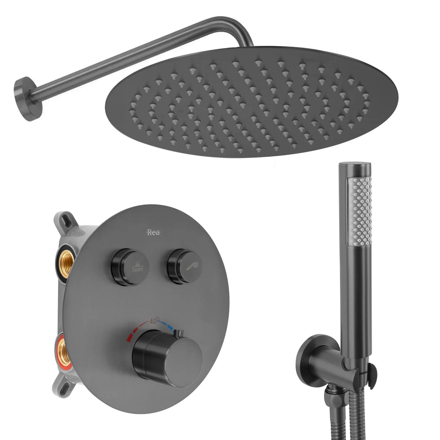 Dusche Unterputz Lungo Titan Matt (mit Thermostat)