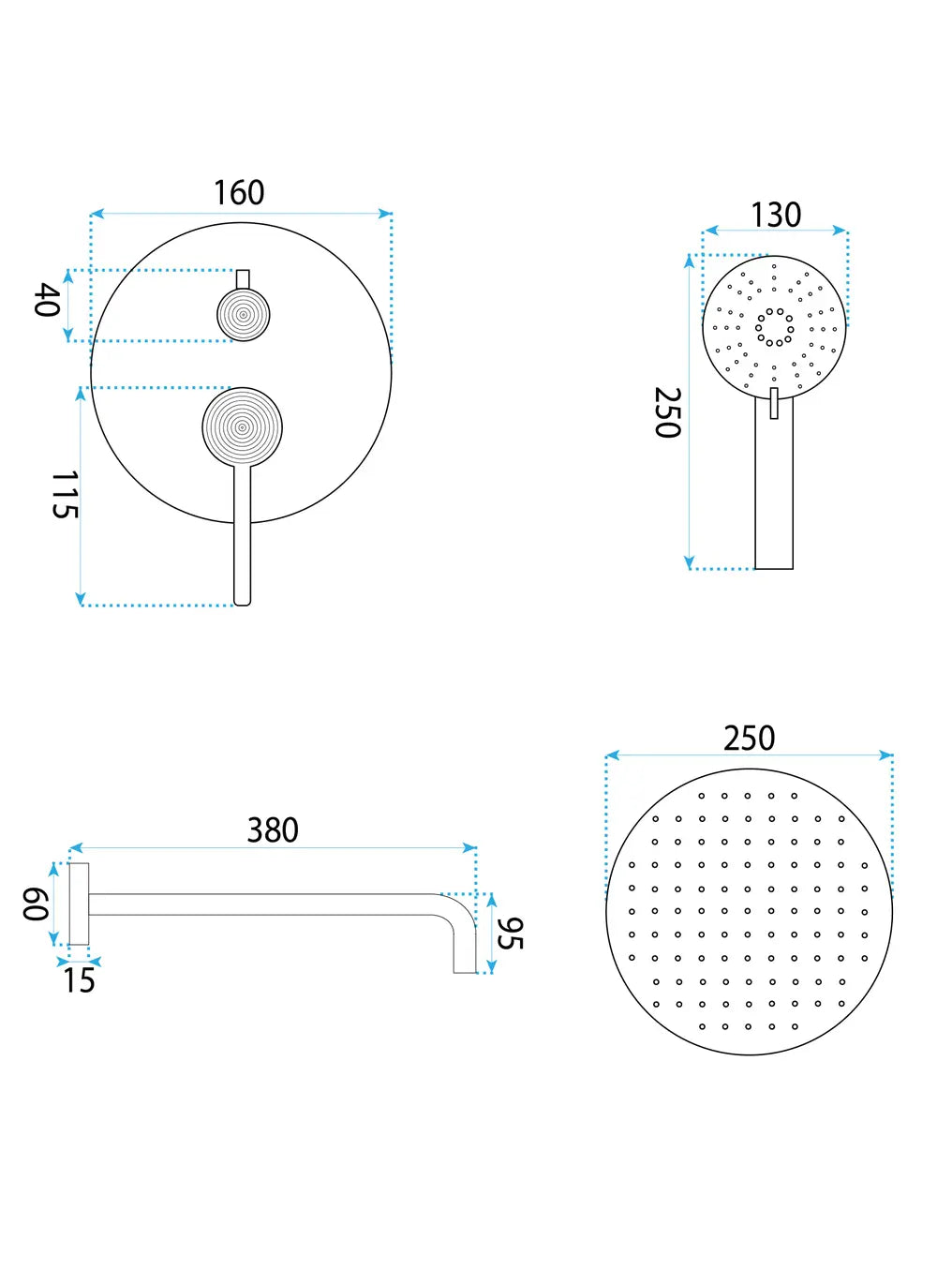 Dusche Unterputzarmatur Foster Gold Matt