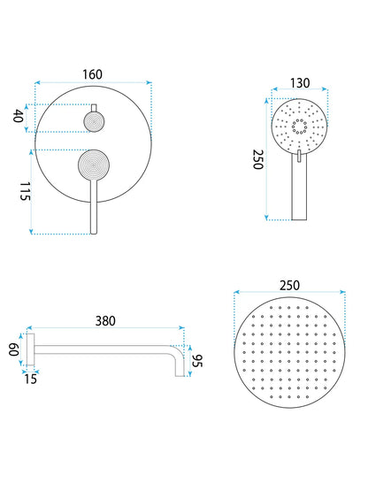 Dusche Unterputzarmatur Foster Gold Matt