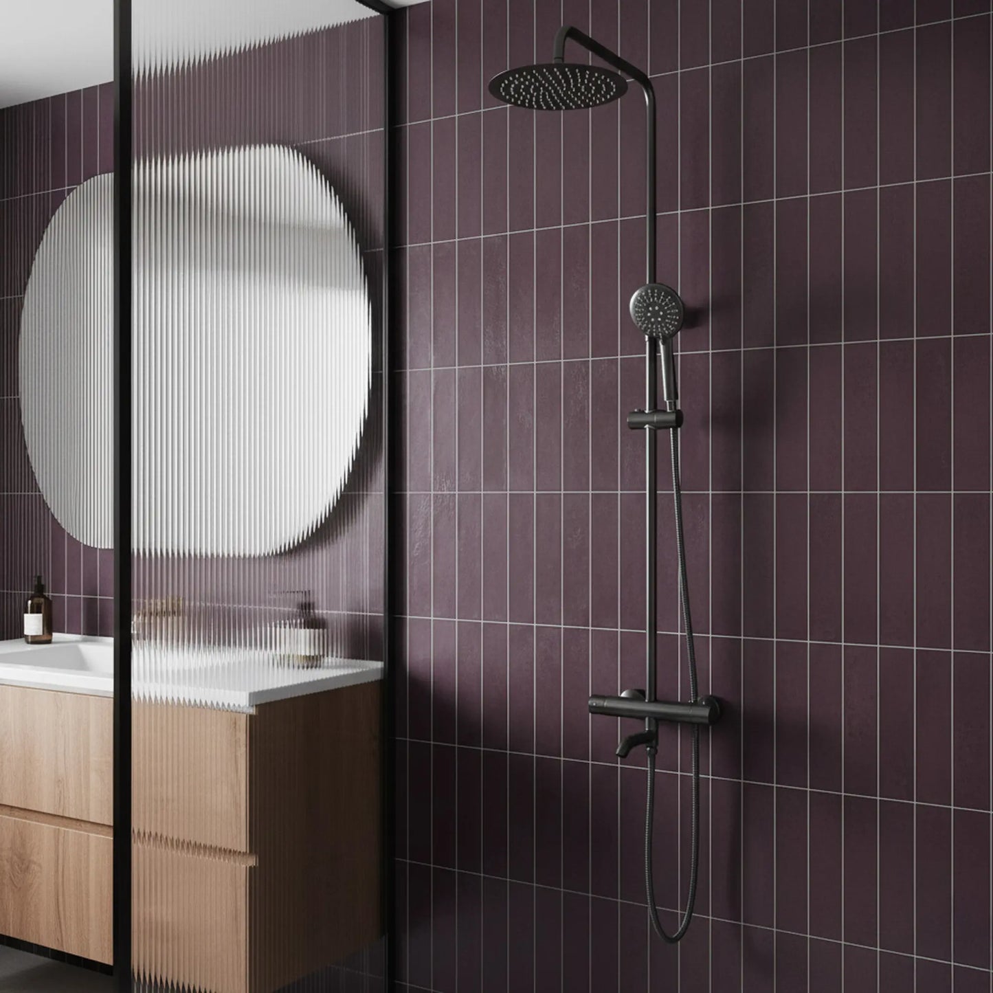 Dusche mit Wannenauslauf Lungo Titan Matt