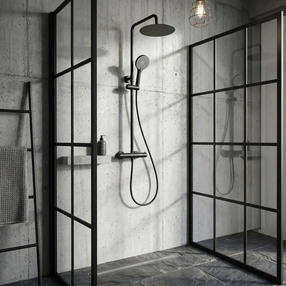 Dusche mit Thermostat Lungo Black