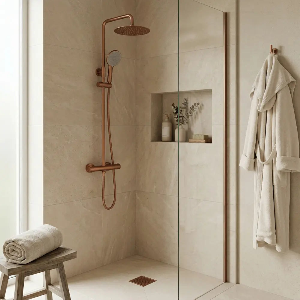 Dusche mit Thermostat Lungo Kupfer Matt