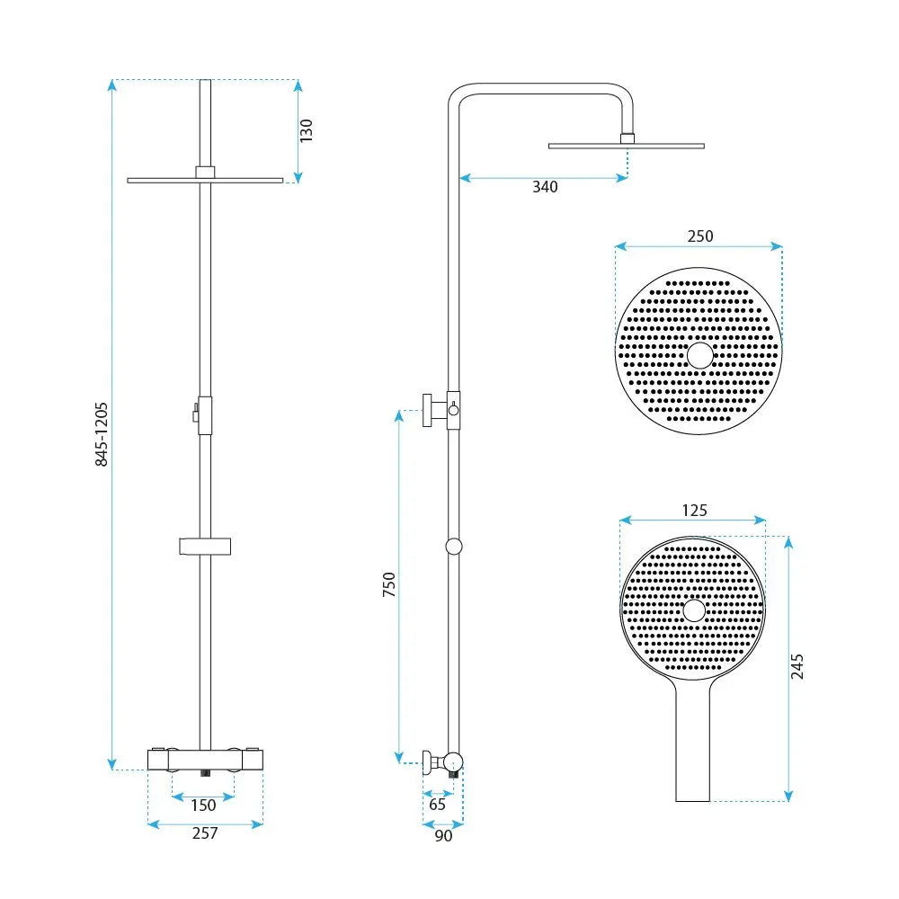 Dusche mit Thermostat Lungo Kupfer Matt