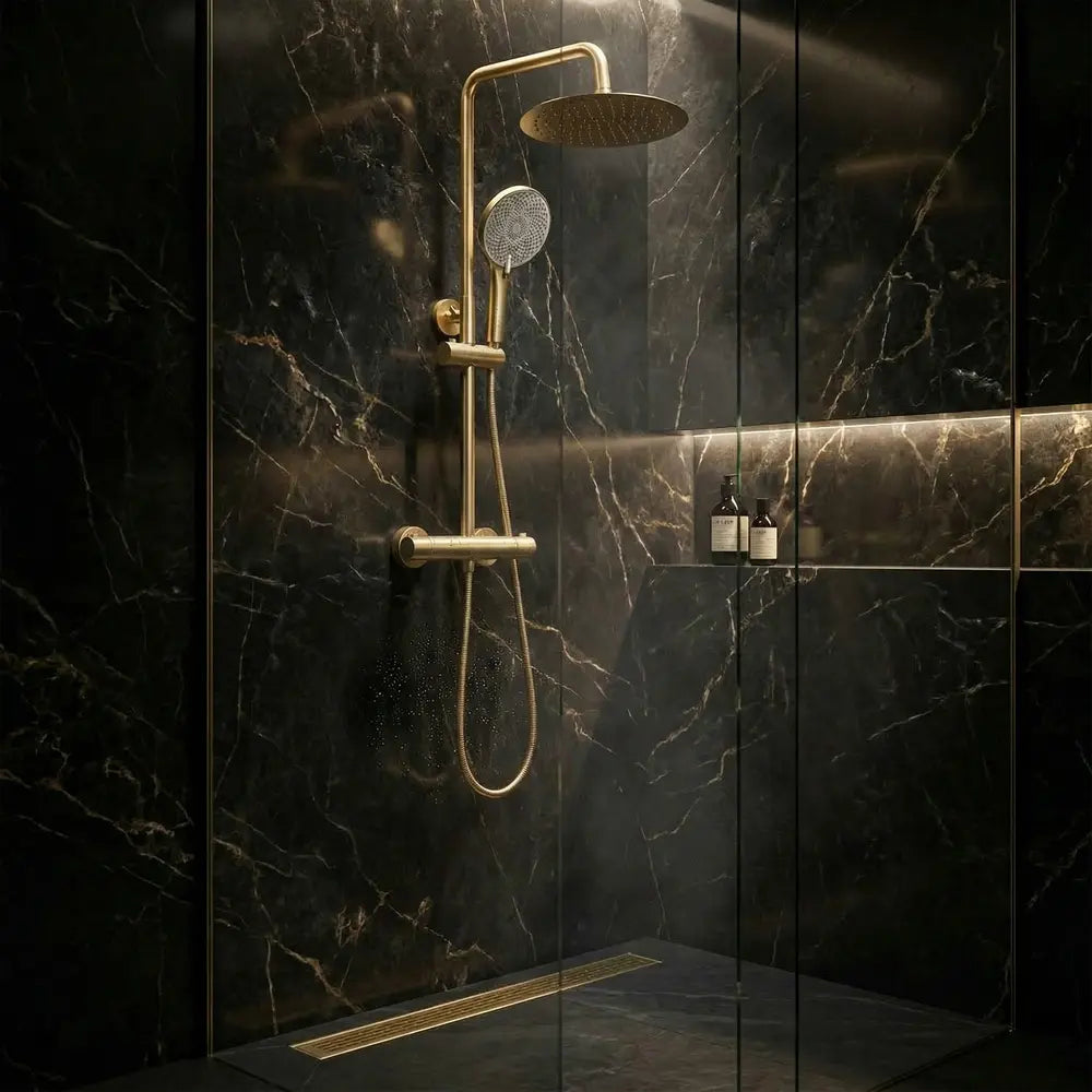 Dusche mit Thermostat Lungo Gold Matt