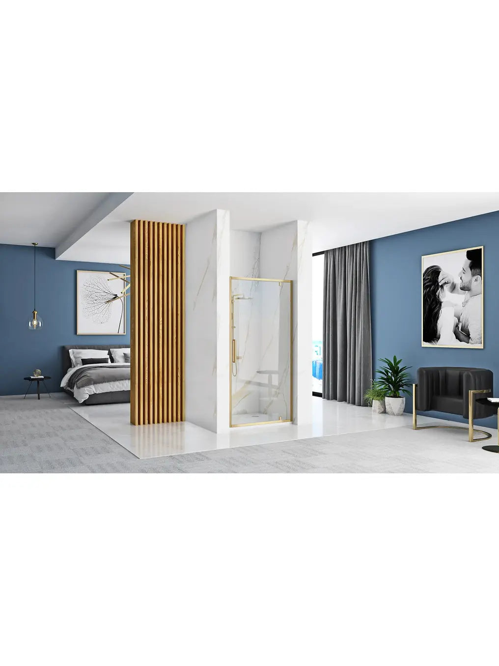 Duschtür Rapid Swing Gold Matt 90+100cm