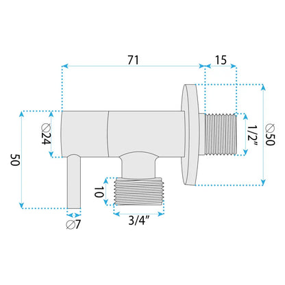 Eckventil 1/2 × 3/4 Zoll Chrom