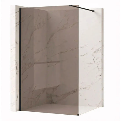 Walk-In Duschwand Flexi braun getöntes Glas Black Matt 90-130cm