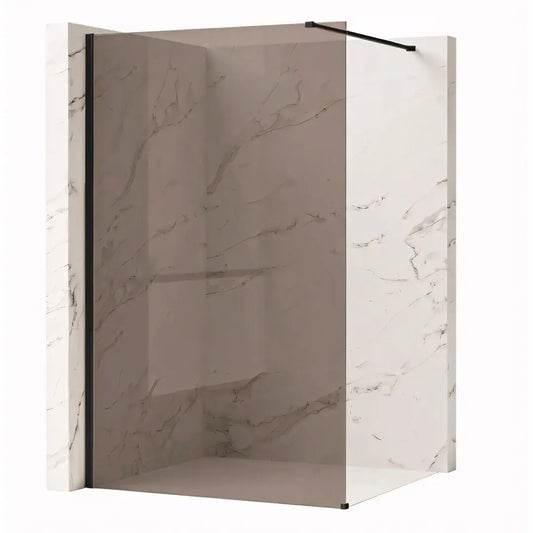 Walk-In Duschwand Flexi braun getöntes Glas Black Matt 90-130cm