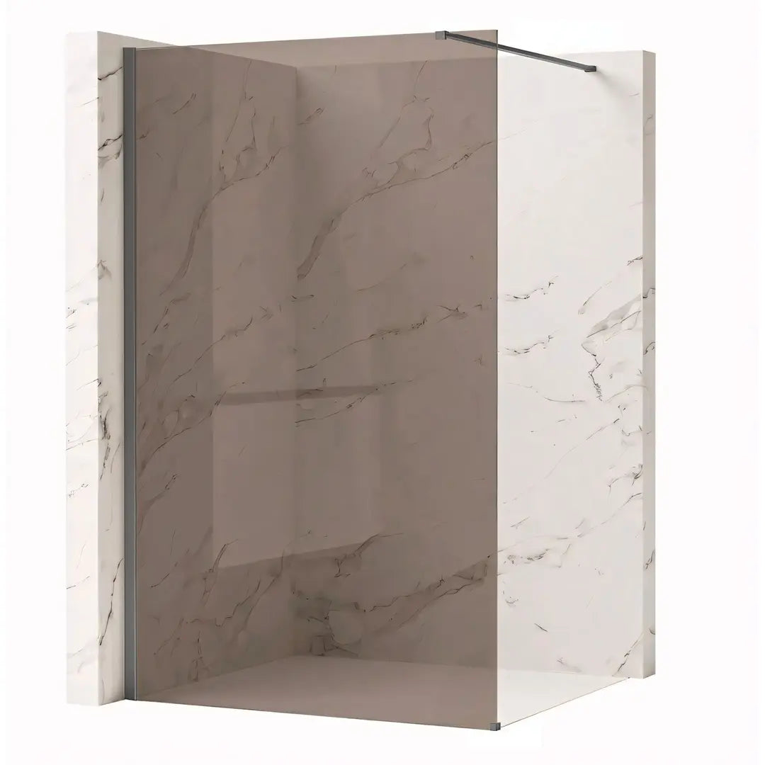 Walk-In Duschwand Flexi braun getöntes Glas Titan 80-140 cm