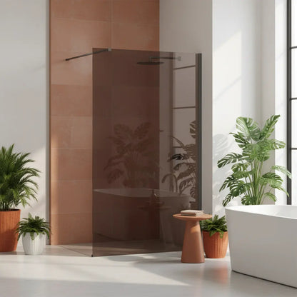 Walk-In Duschwand Flexi braun getöntes Glas Titan 80-140 cm