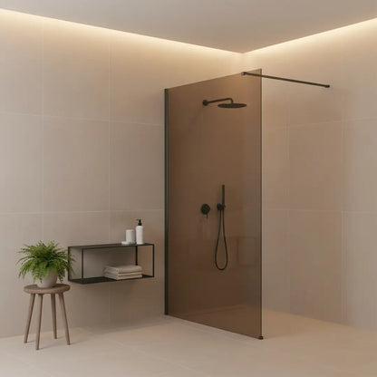 Walk-In Duschwand Flexi braun getöntes Glas Titan 80-140 cm
