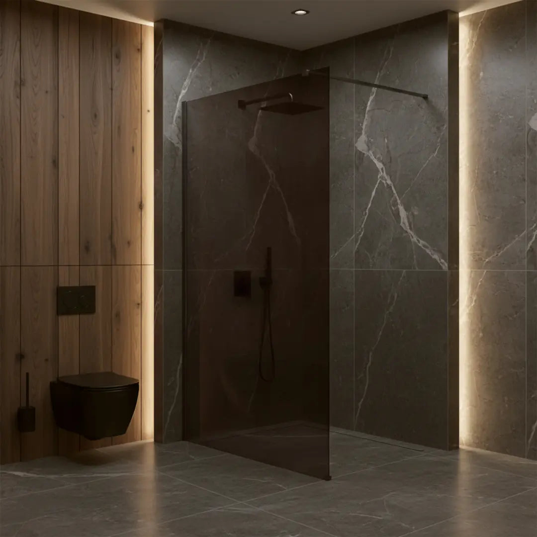 Walk-In Duschwand Flexi braun getöntes Glas Titan 80-140 cm
