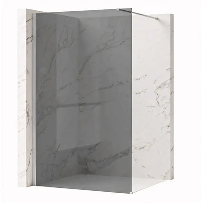 Walk-In Duschwand Flexi grau getöntes Glas Chrom Matt  80-140cm