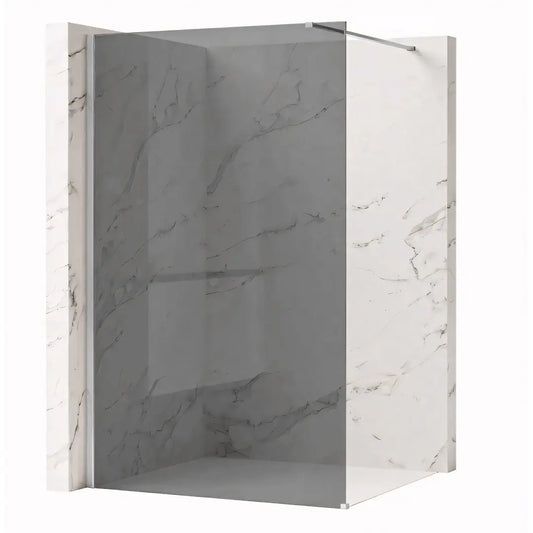 Walk-In Duschwand Flexi grau getöntes Glas Chrom Matt  80-140cm