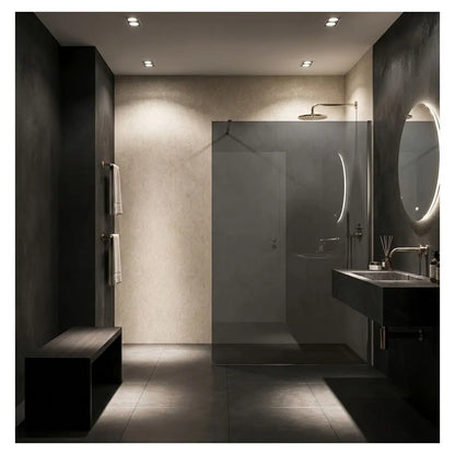 Walk-In Duschwand Flexi grau getöntes Glas Chrom Matt  80-140cm