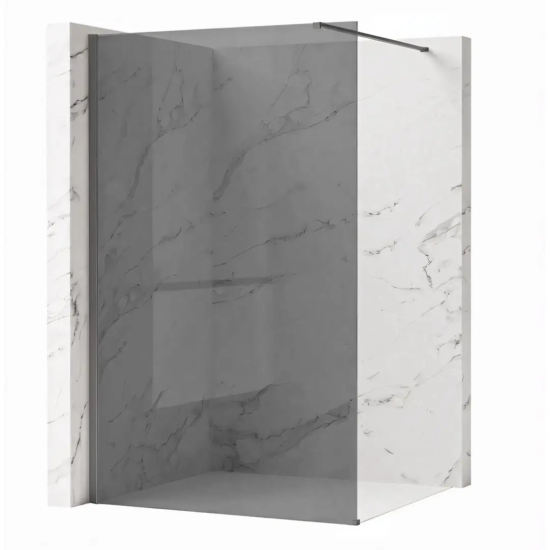 Walk-In Duschwand Flexi grau getöntes Glas Titan 80-140 cm