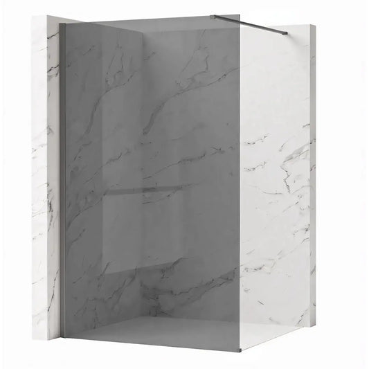 Walk-In Duschwand Flexi grau getöntes Glas Titan 80-140 cm