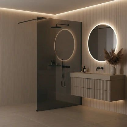 Walk-In Duschwand Flexi grau getöntes Glas Titan 80-140 cm