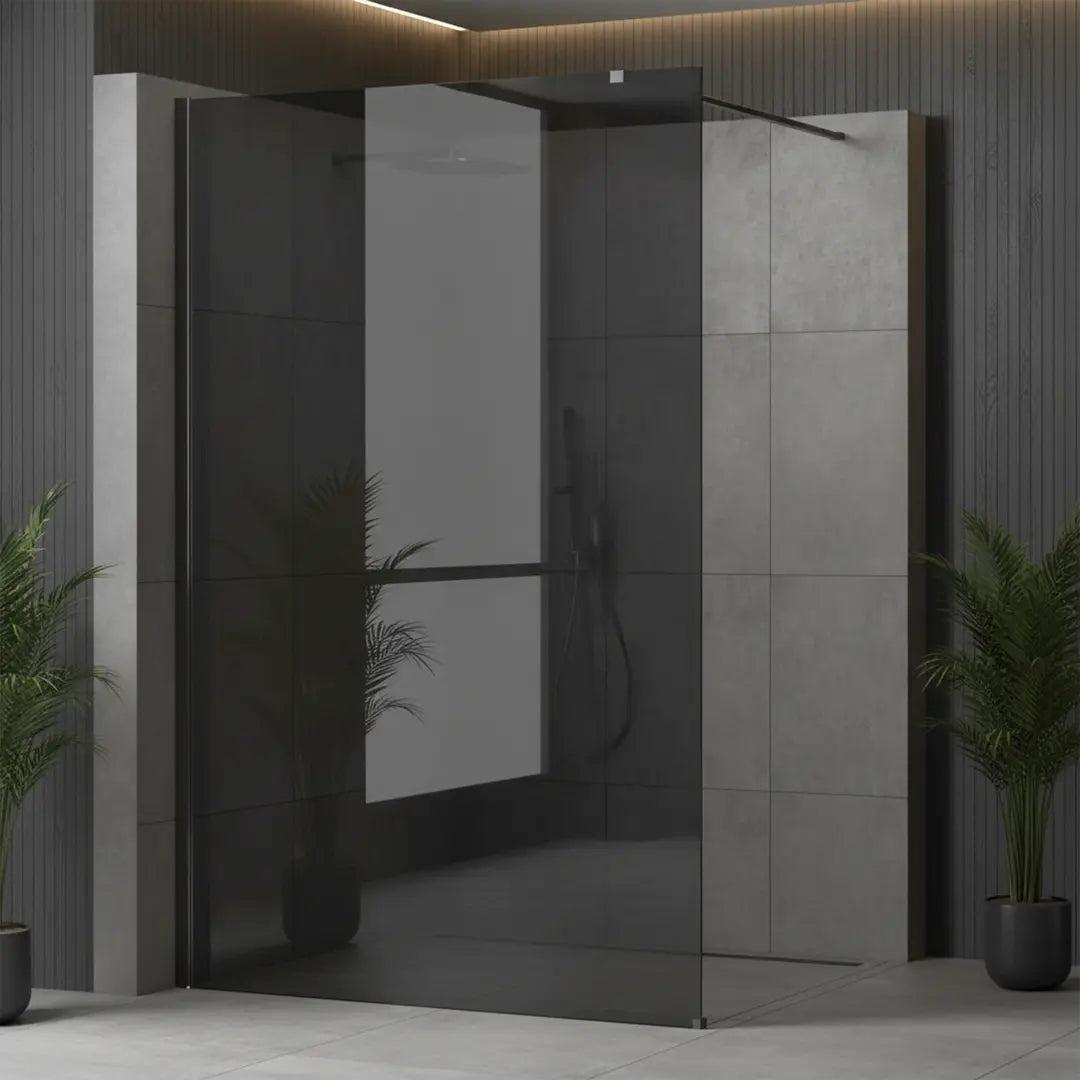 Walk-In Duschwand Flexi grau getöntes Glas Titan 80-140 cm
