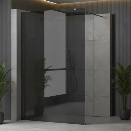 Walk-In Duschwand Flexi grau getöntes Glas Titan 80-140 cm
