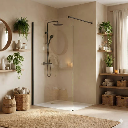 Walk-In Duschwand Flexi Black Matt 70-140cm