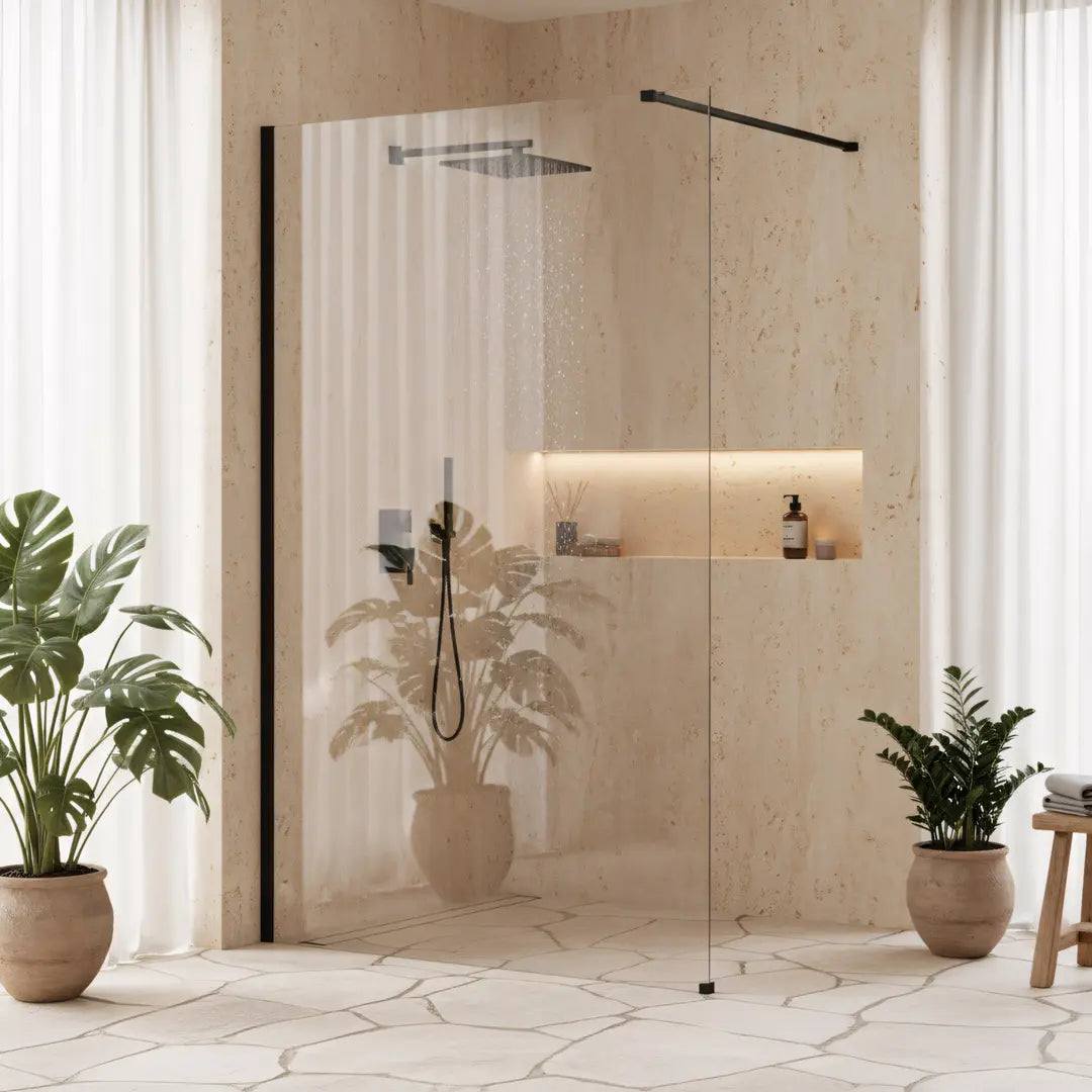 Walk-In Duschwand Flexi Black Matt 70-140cm