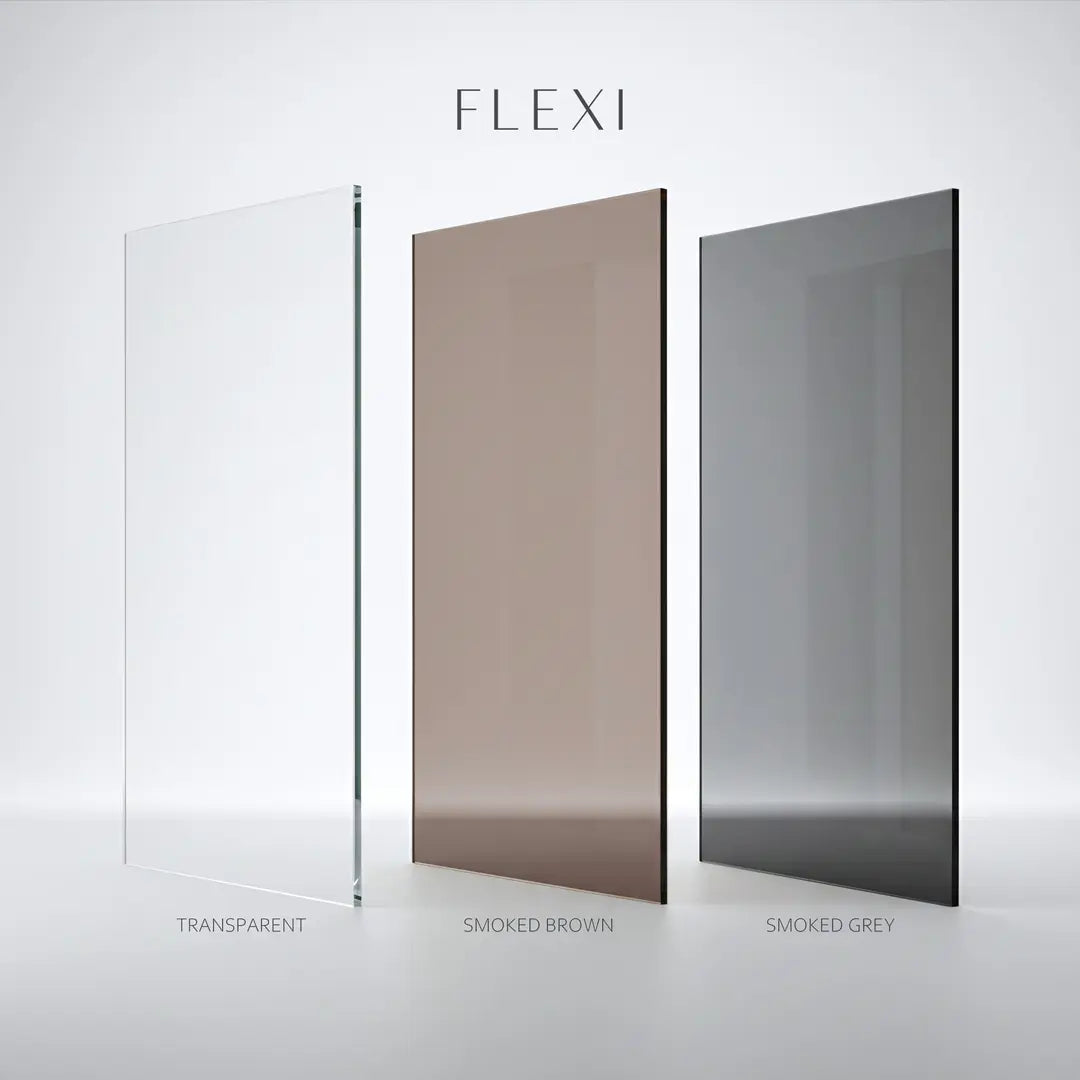 Walk-In Duschwand Flexi grau getöntes Glas Chrom Matt  80-140cm