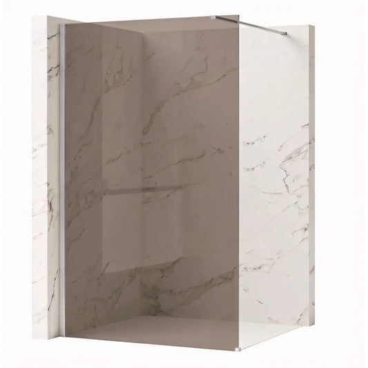 Walk-In Duschwand Flexi braun getöntes Glas Chrom Matt 80-140 cm