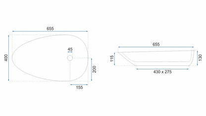 Aufsatzwaschbecken Greta Bianco Shiny 65cm