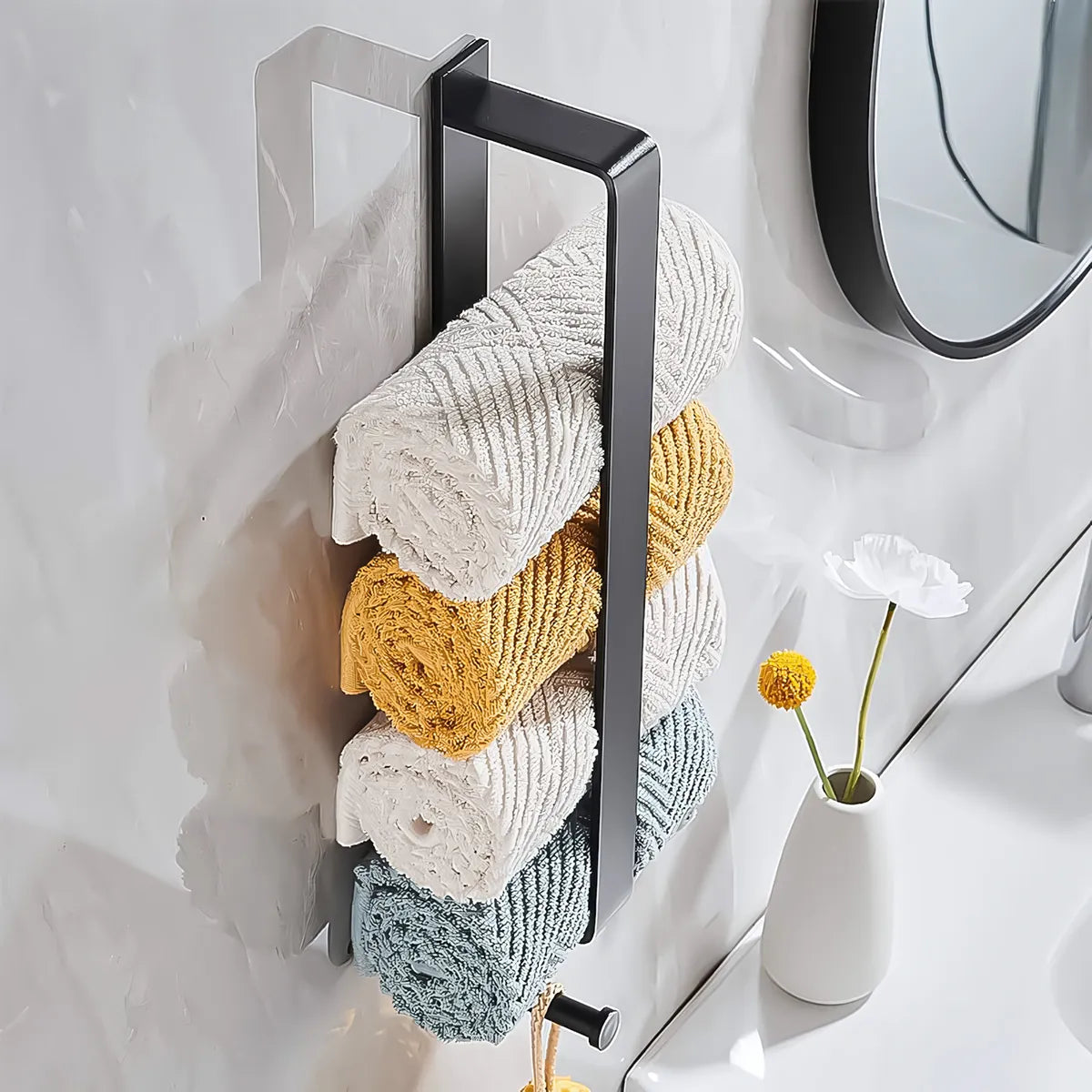 Handtuchhalter Wand Schwarz – Eleganter Bad-Organizer für Handtücher – wohnwerk.idee