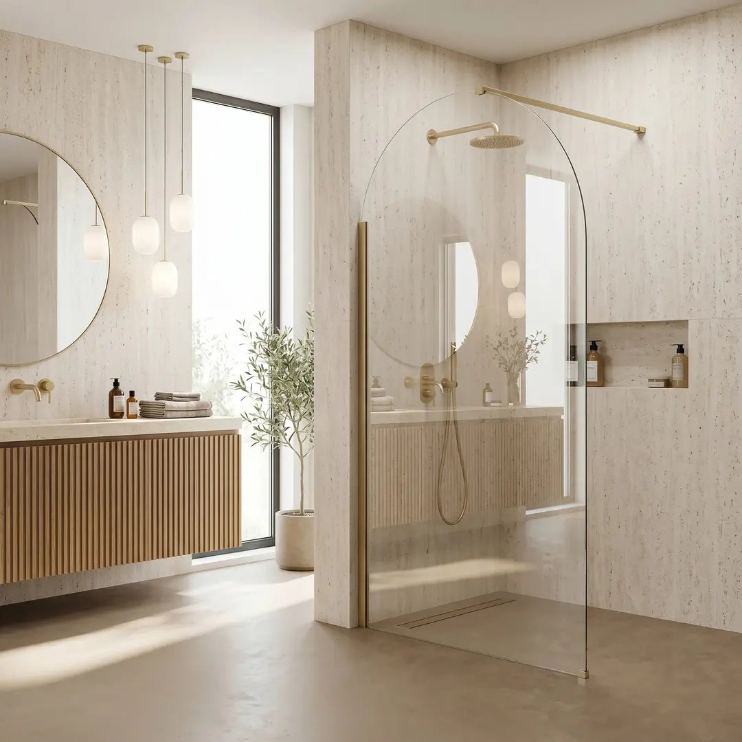 Walk-In Duschwand Heaven Gold Matt 90-120 cm