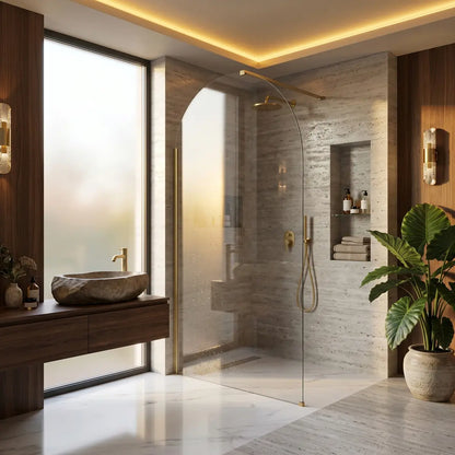 Walk-In Duschwand Heaven Gold Matt 90-120 cm