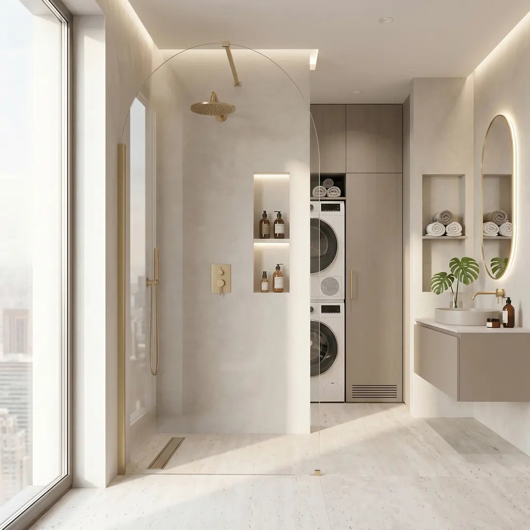 Walk-In Duschwand Heaven Gold Matt 90-120 cm