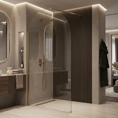 Walk-In Duschwand Heaven Gold Matt 90-120 cm