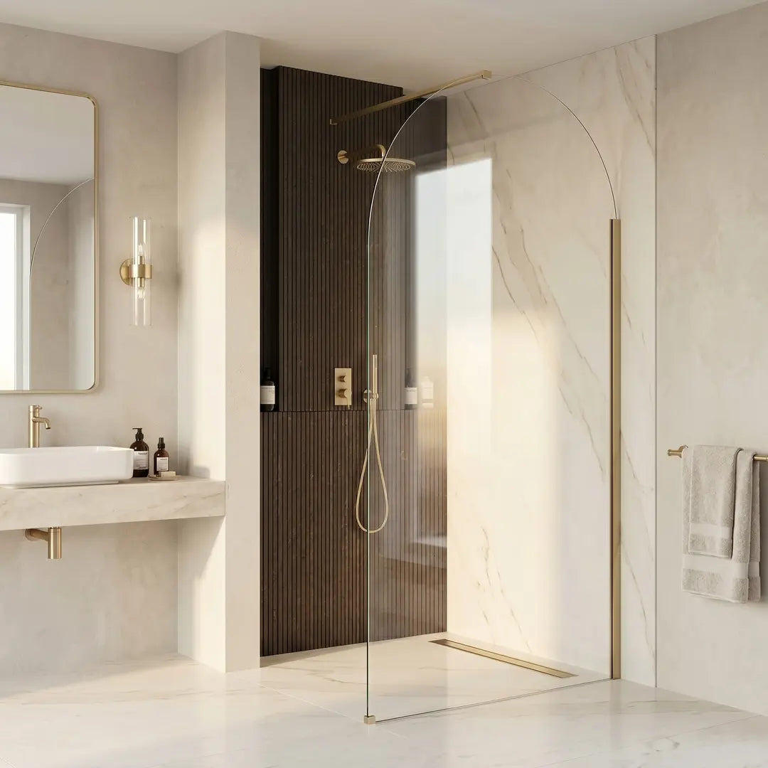Walk-In Duschwand Heaven Gold Matt 90-120 cm