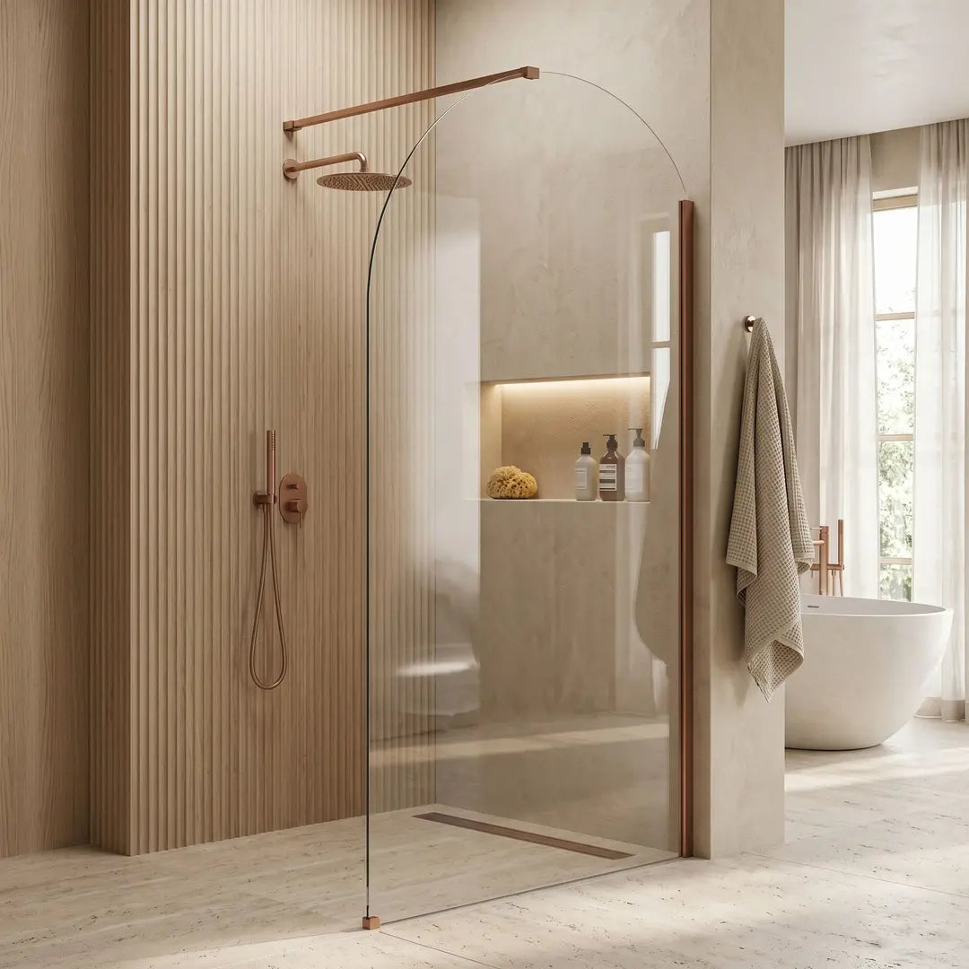 Walk-In Duschwand Heaven Kupfer Matt 90-120 cm