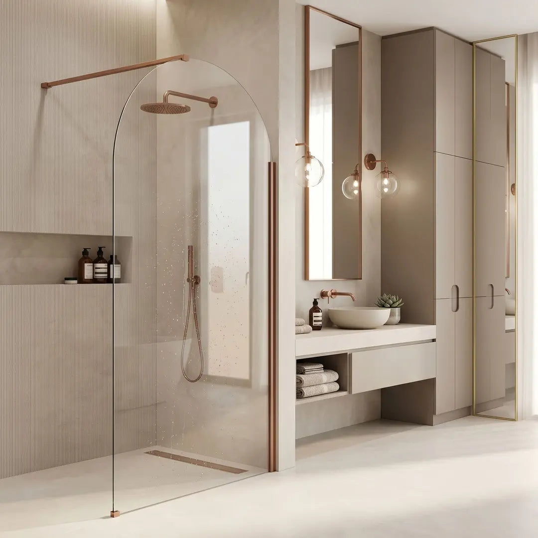 Walk-In Duschwand Heaven Kupfer Matt 90-120 cm