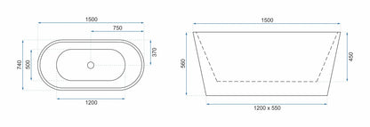 Badewanne Milano 170cm (freistehend)