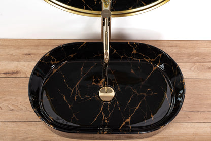 Aufsatzwaschbecken Nadia Black Marble 61x38,5cm
