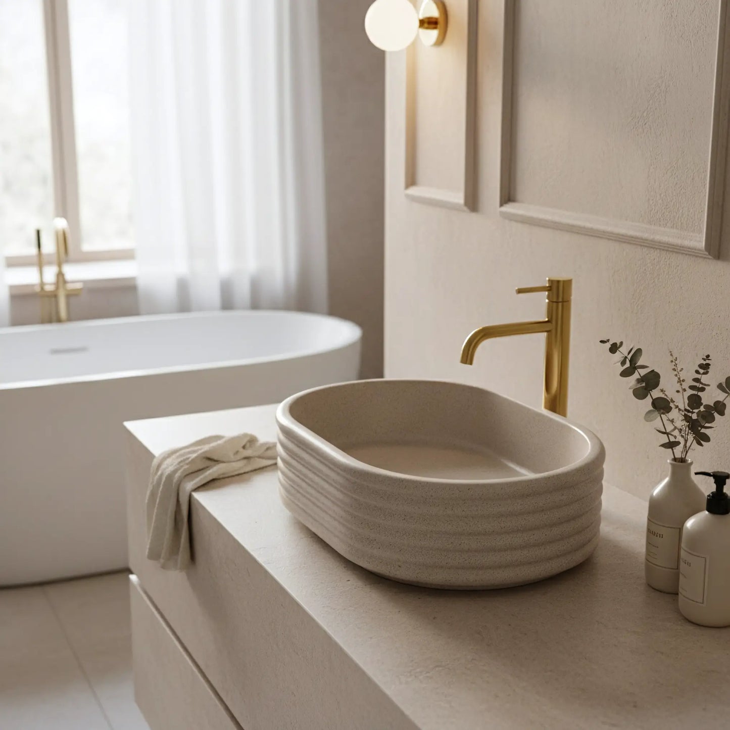 Aufsatzwaschbecken Nicoletta Beige 50x36cm