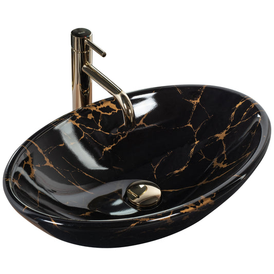 Aufsatzwaschbecken Pamela Black Marble 53x33cm