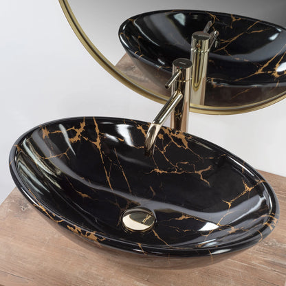 Aufsatzwaschbecken Pamela Black Marble 53x33cm