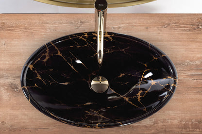 Aufsatzwaschbecken Pamela Black Marble 53x33cm