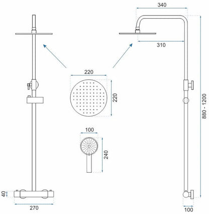 Dusche Parot Matt Gold (Duscharmatur mit Thermostat)