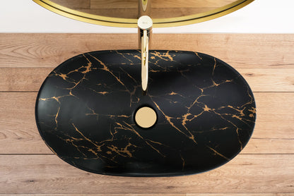 Aufsatzwaschbecken Royal Black Matt Marble Gold 60,5x36cm
