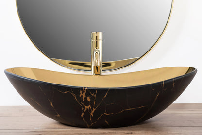 Aufsatzwaschbecken Royal Gold Marble Black Matt 60,5x36cm