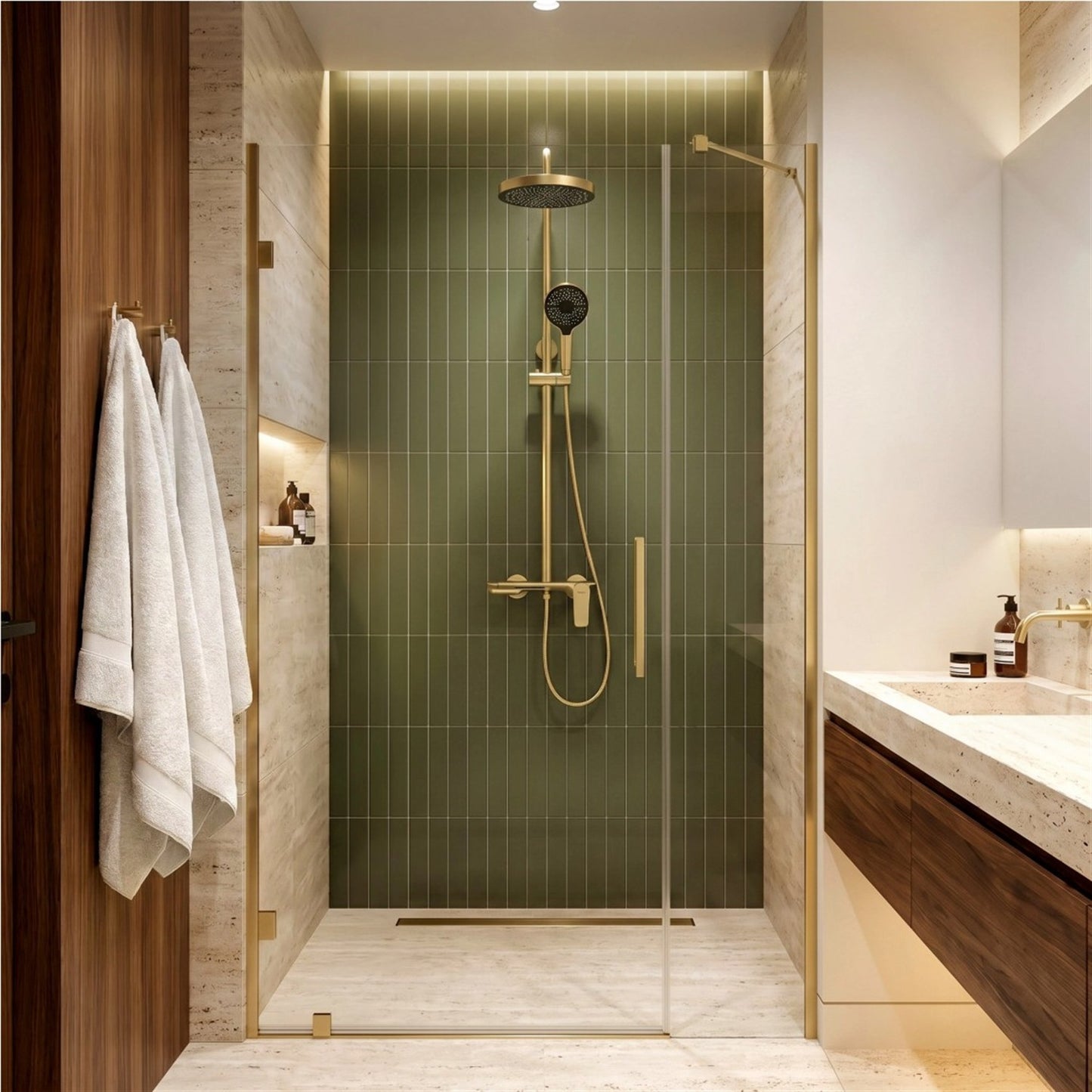 Duschgarnitur Vision Gold Matt mit Regendusche