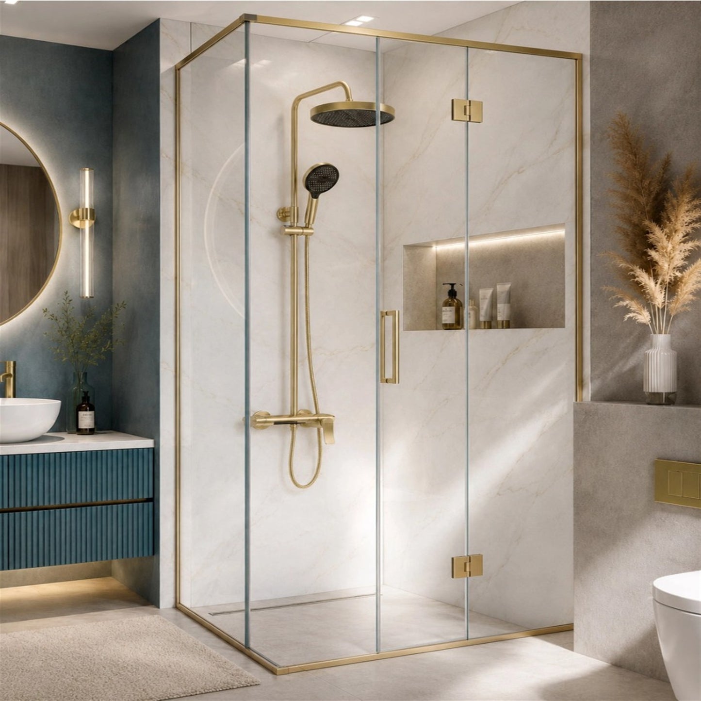 Duschgarnitur Vision Gold Matt mit Regendusche
