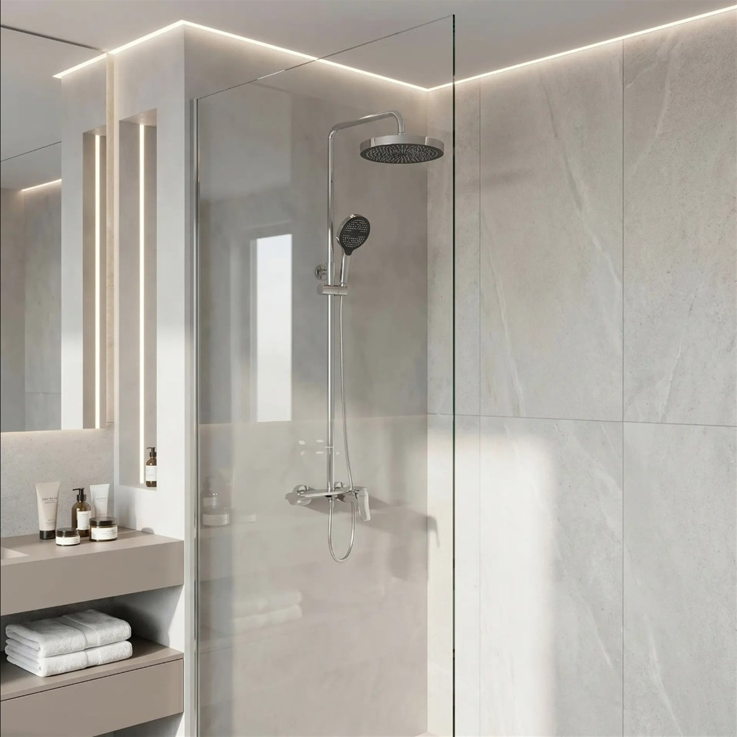 Duschgarnitur Vision Chrom mit Regendusche